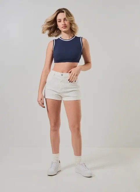 short cintura alta em sarja short cintura alta em sarja