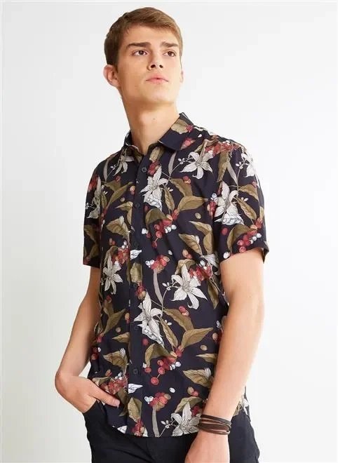 camisa estampada folhagem camisa estampada folhagem