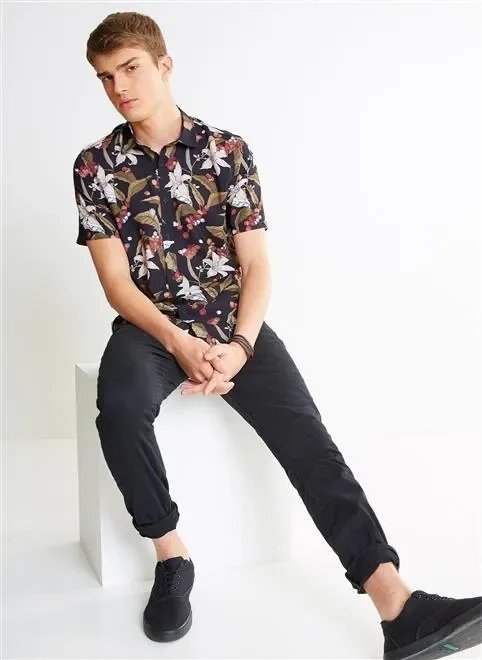 camisa estampada folhagem camisa estampada folhagem