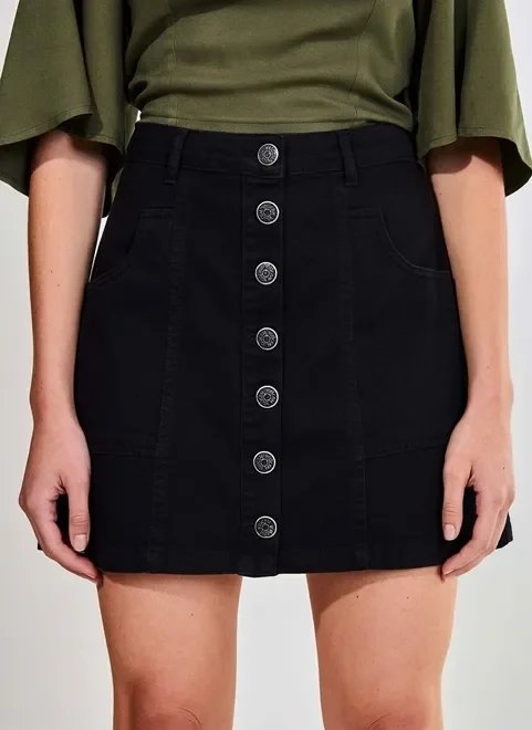 saia em sarja com botões saia em sarja com botões