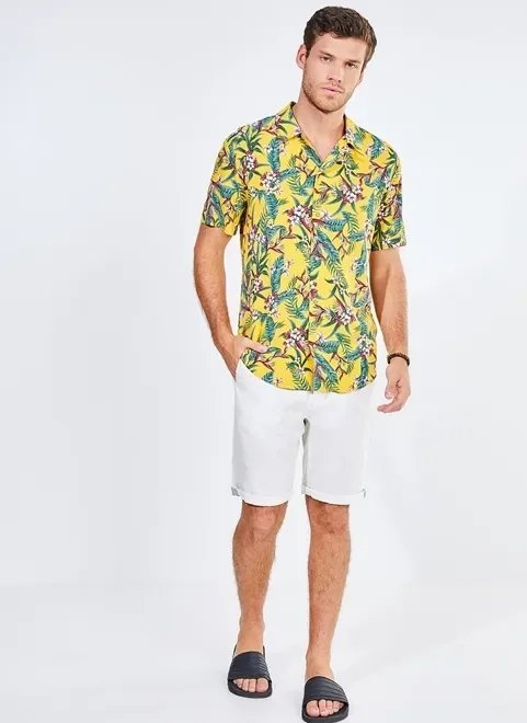camisa estampada em viscose camisa estampada em viscose