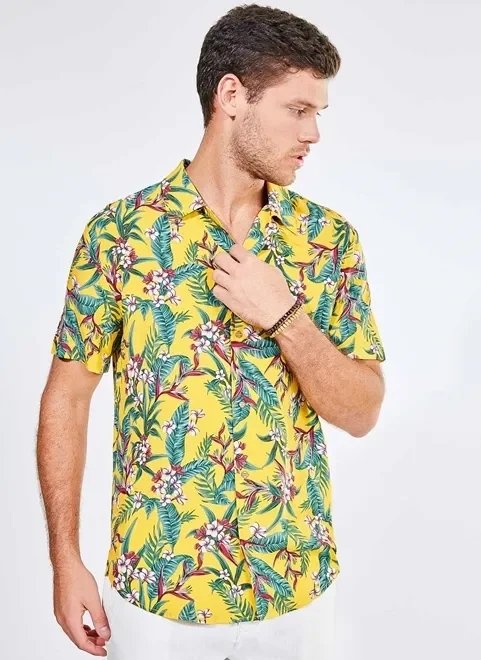 camisa estampada em viscose camisa estampada em viscose