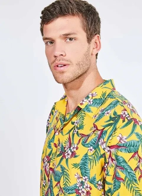 camisa estampada em viscose camisa estampada em viscose