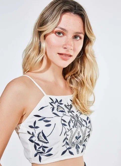 top cropped bordado top cropped bordado