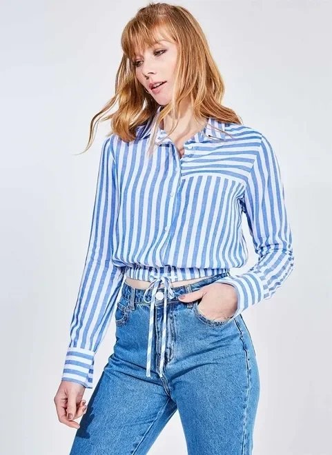 camisa listrada com amarração camisa listrada com amarração